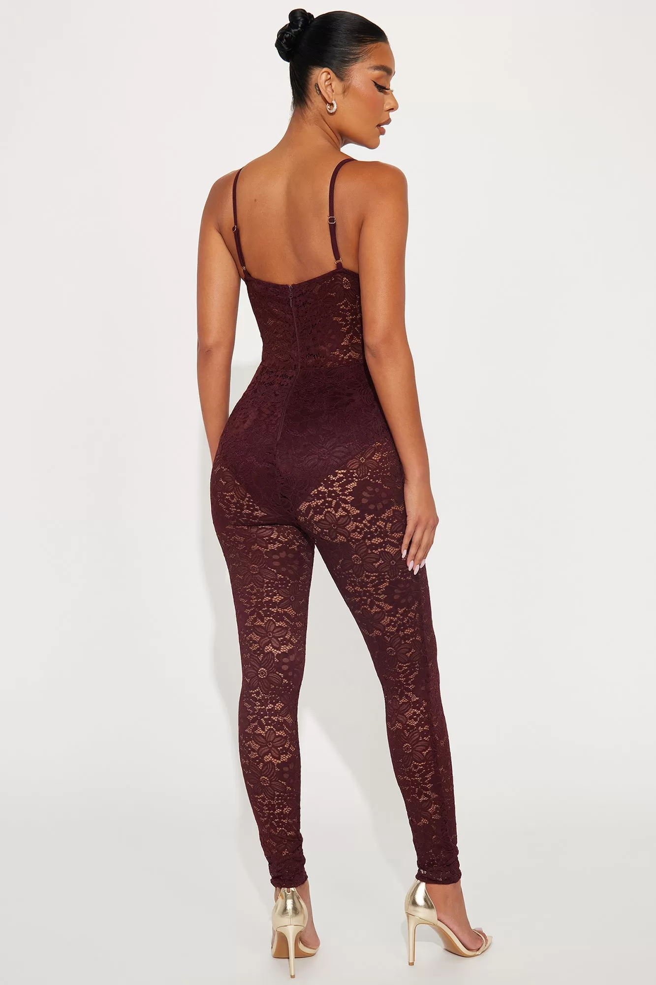 My Love Affair Lace Jumpsuit - Wine