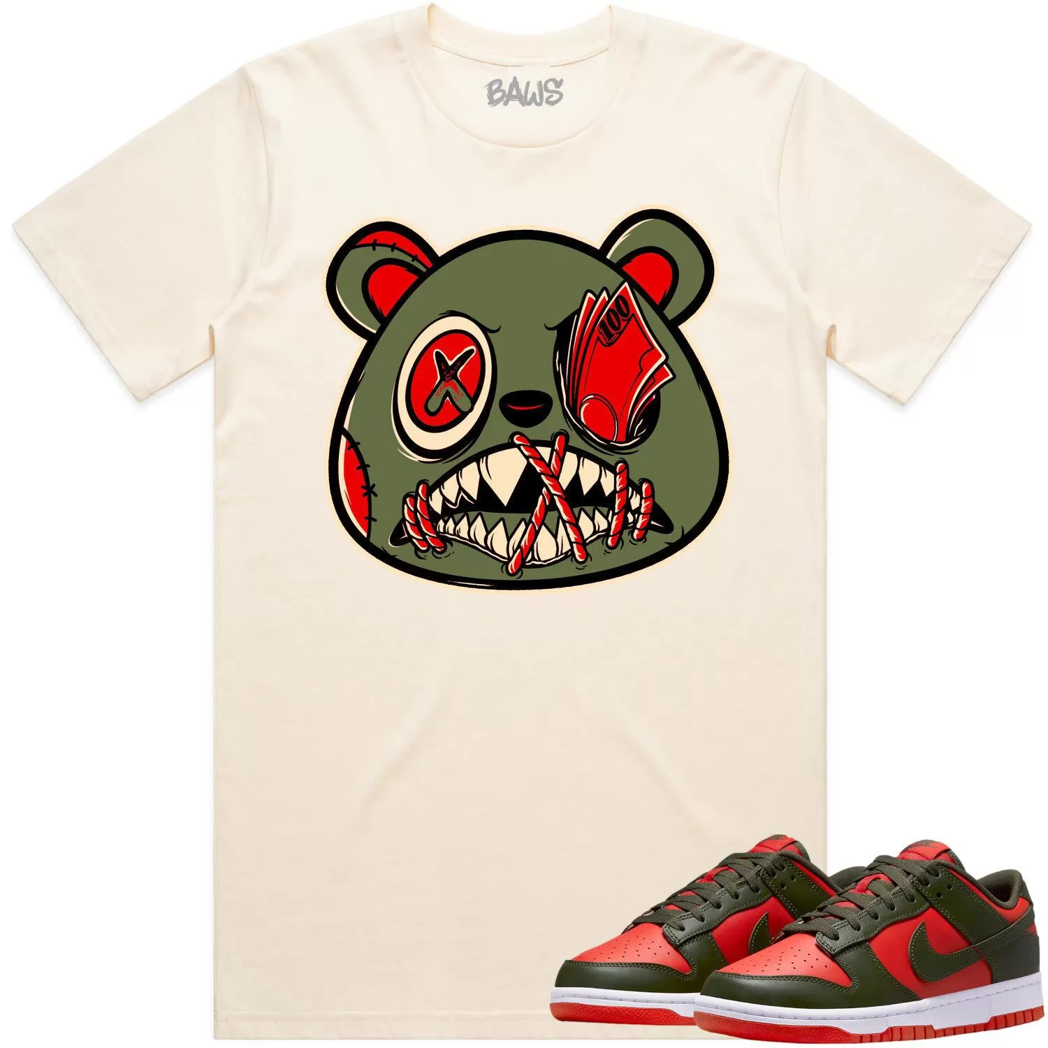 Mystic Red Dunks Shirt to Match - OLIVE MONEY TALKS BAWS