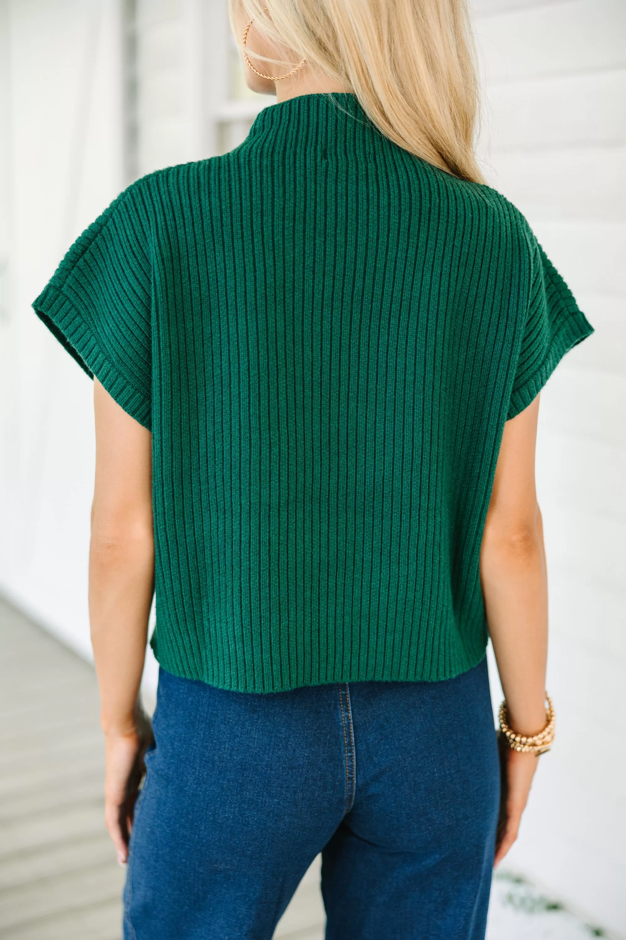 Open Your Mind Emerald Green Short Sleeve Sweater