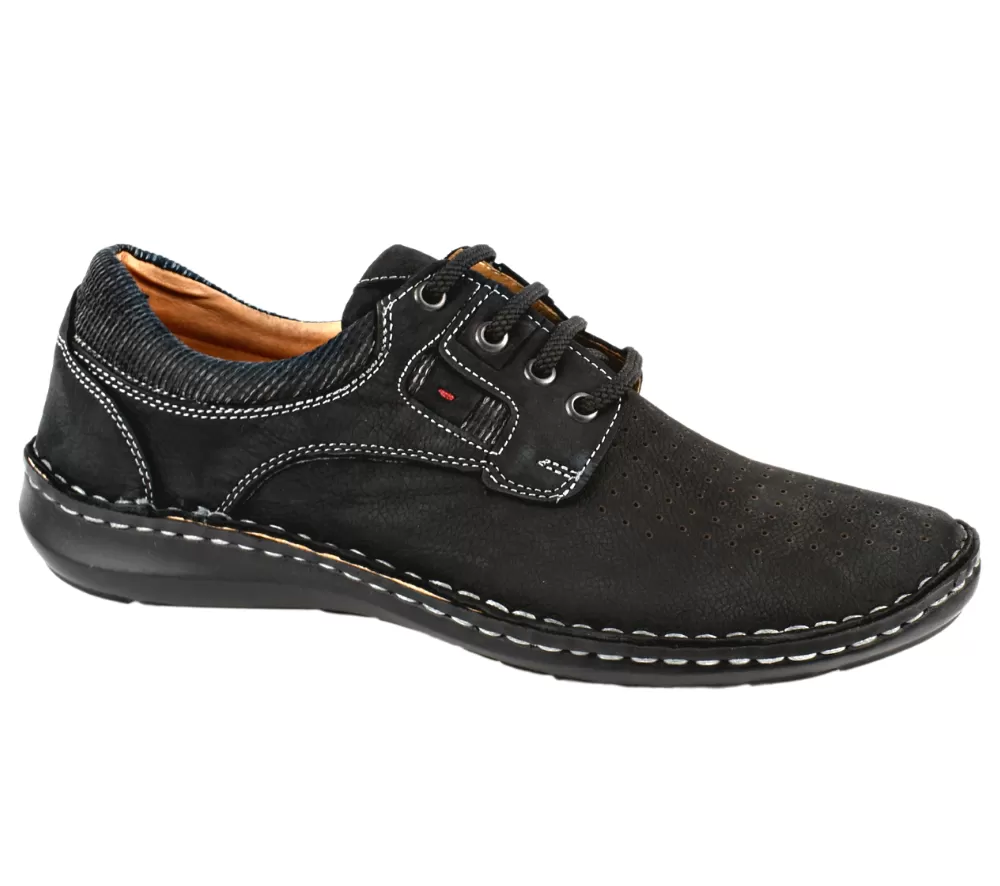 Pantofi casual, barbati, OTTER, 9565 negru, piele nubuk