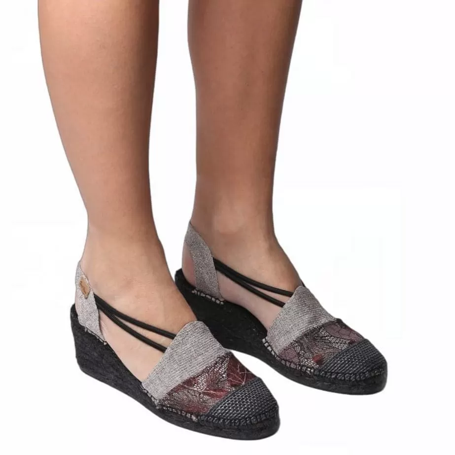 Patchwork Cotton Blend Wedge Espadrille for Women - Tours-PW