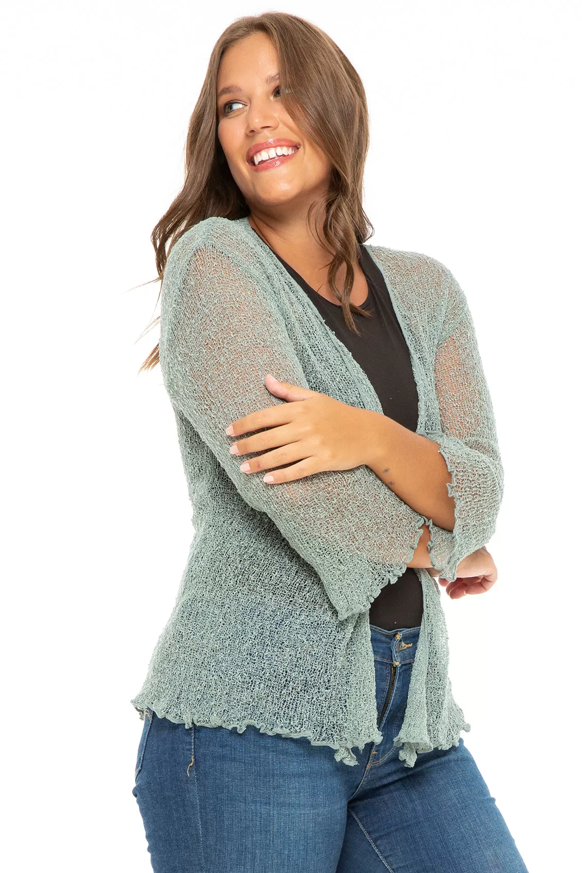 Plus Size Classic Sheer Cardigan Shrug