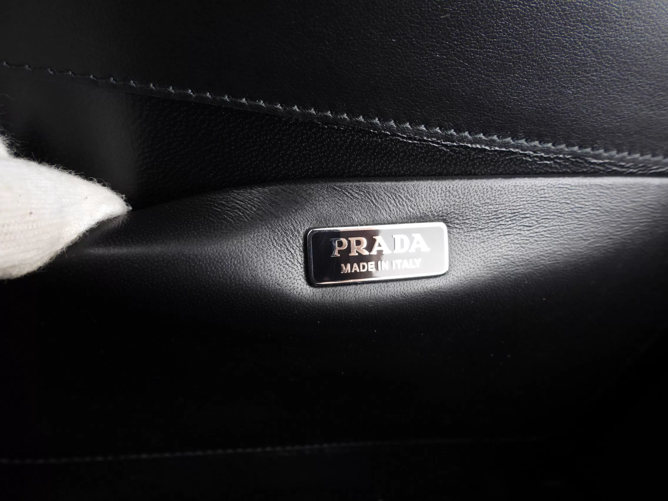 Prada 2018 Black Printed Leather Graphic Logo Two Way Top Handle Bag