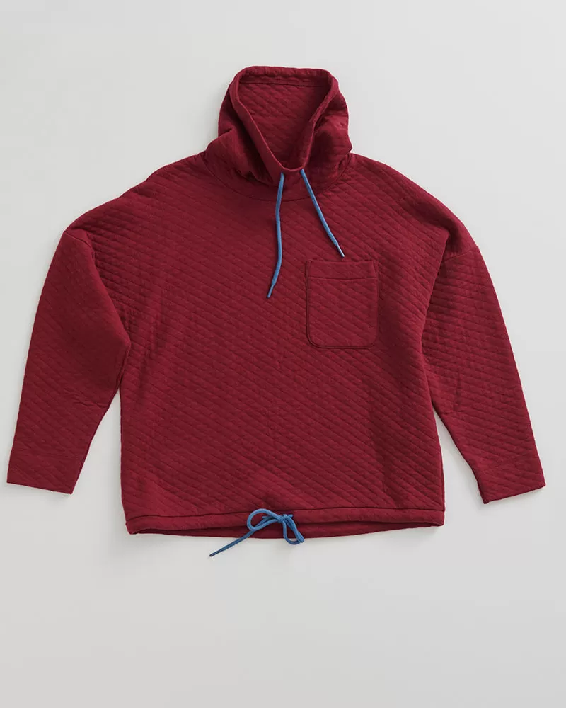 Quilted Funnel Neck Pullover