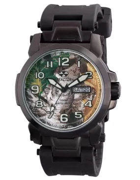 Reactor Mens Atom Watch - Black Metal - Real Tree Camo - Day/Date - Rubber Strap