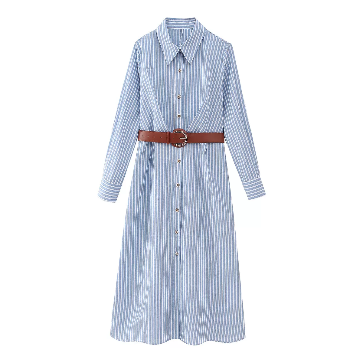 Rebecca Striped Button Down Sleeve Dress