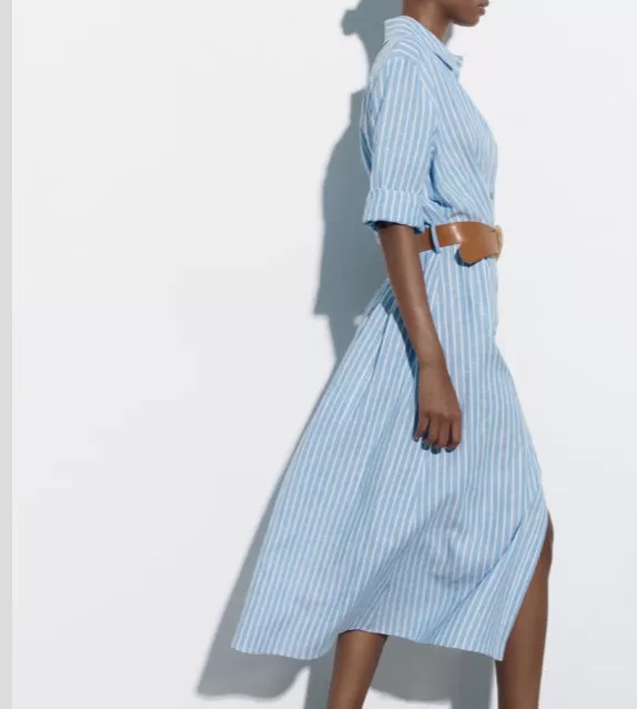 Rebecca Striped Button Down Sleeve Dress