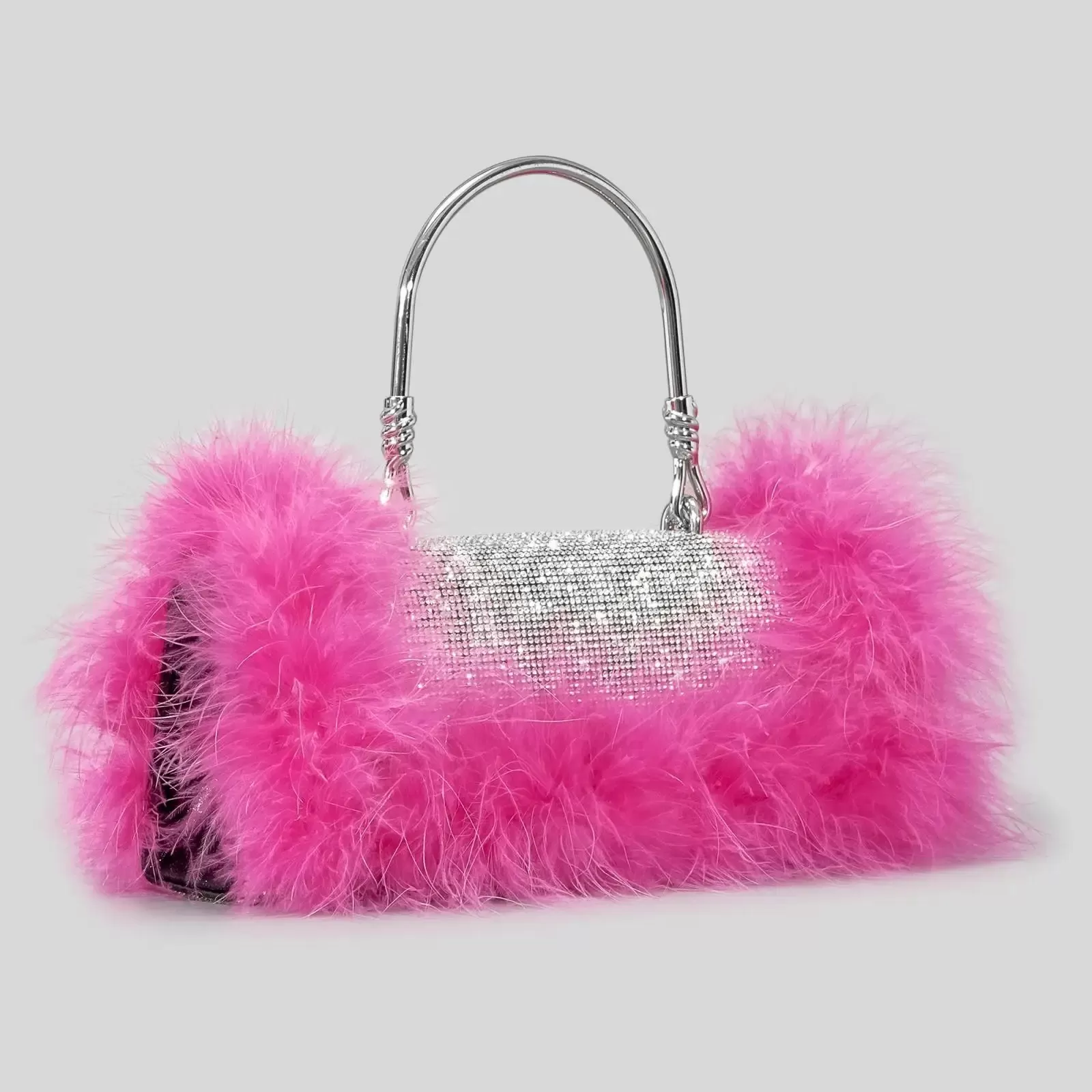 Rhinestone Evening Bag with  Feather Details