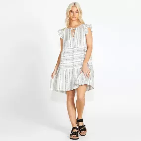 Riley Frill Mini Dress - Mono Stripe