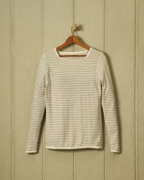 Riviera Sweater Knit Top in Cream/Twill