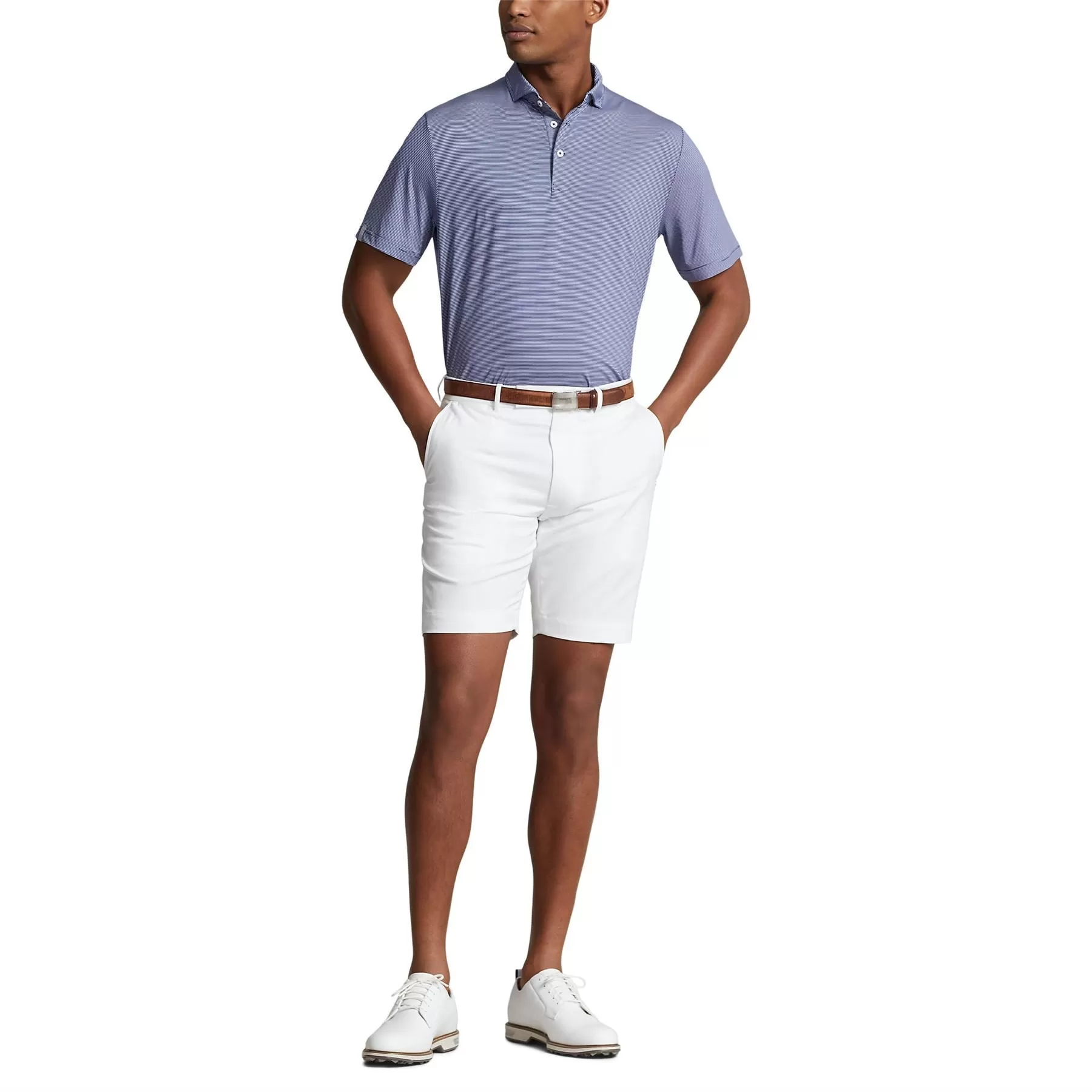 RLX Classic Fit Airflow Stripe Polo Blue/White - SS24