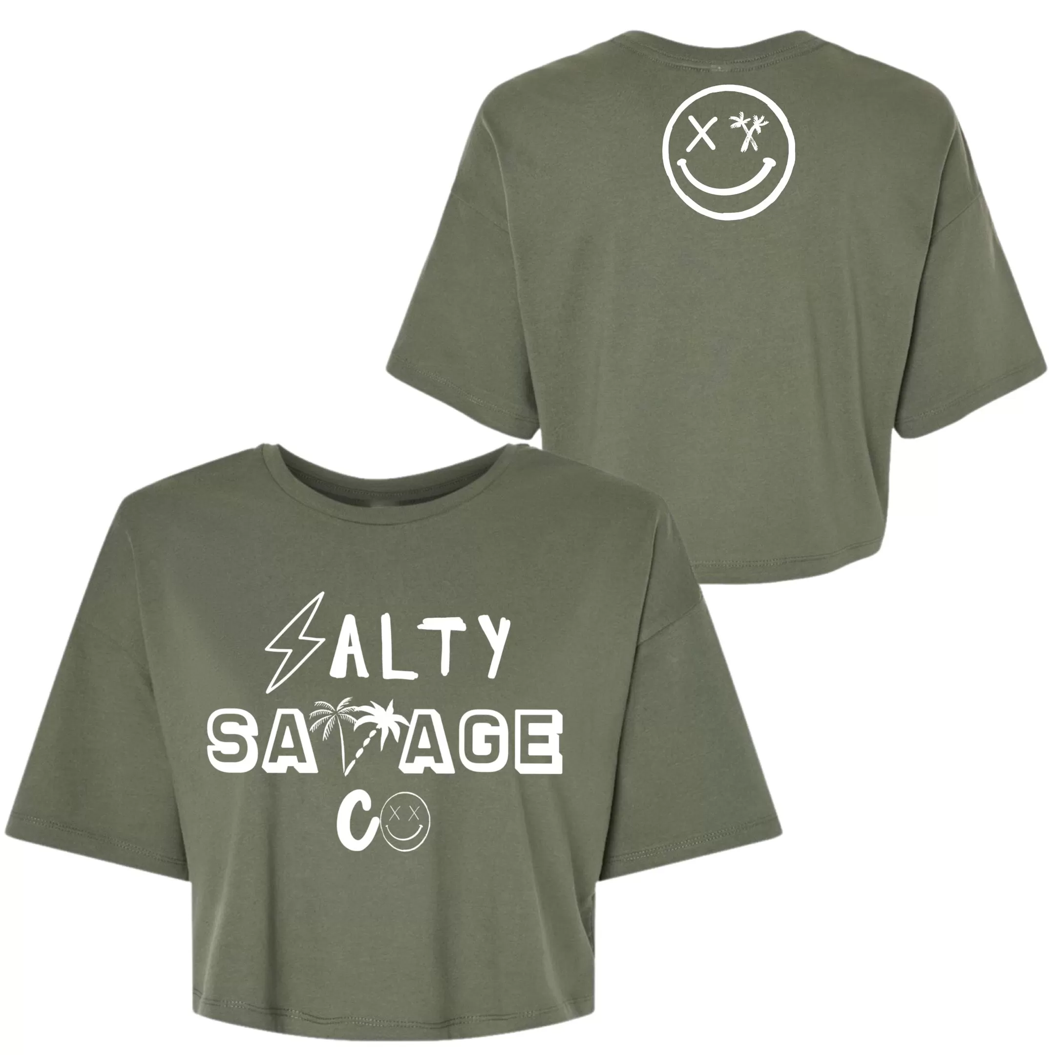 Salty Savage Ladies "90’s Logo" Performance Crop Tee