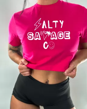 Salty Savage Ladies "90’s Logo" Performance Crop Tee