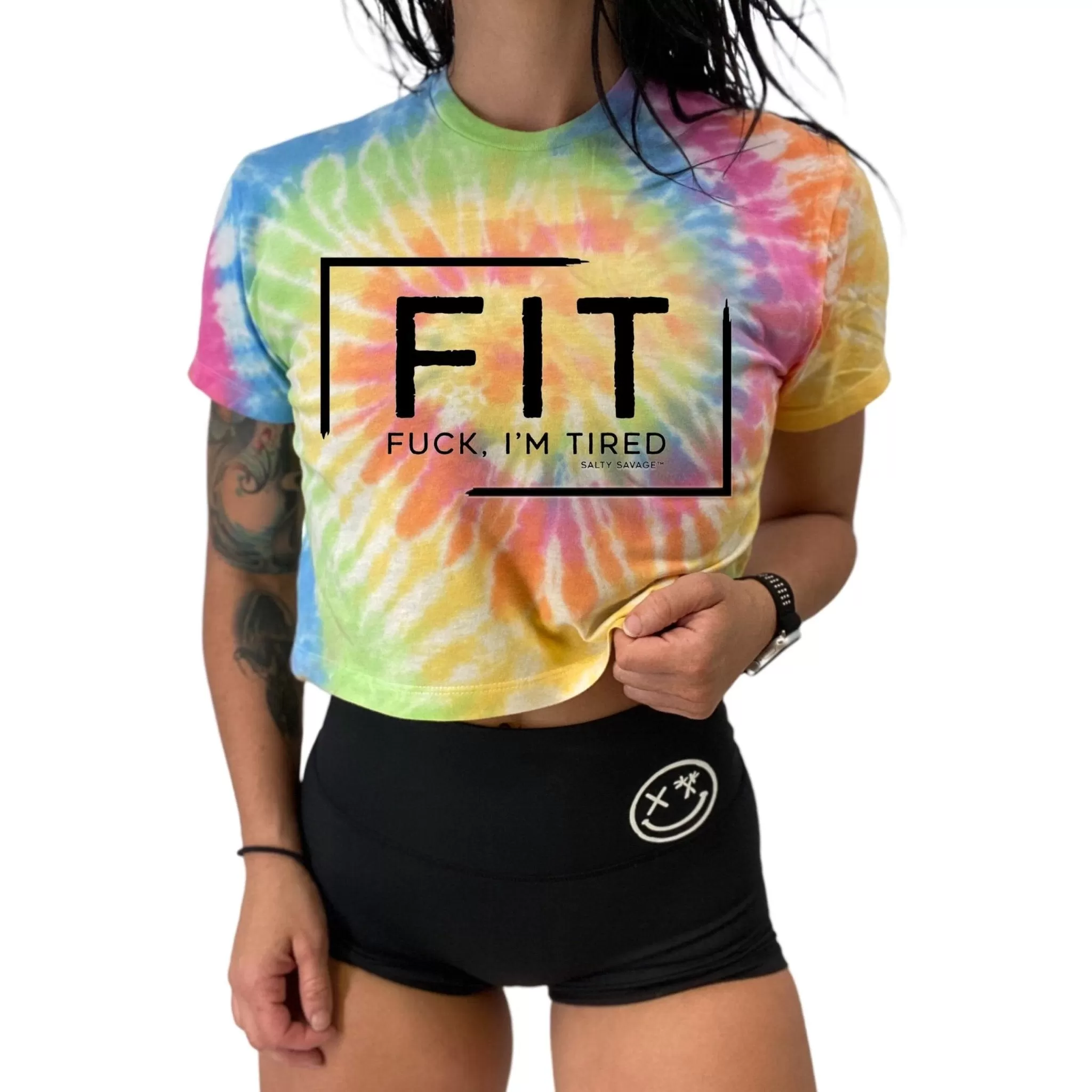 Salty Savage Ladies "FIT" Spiral Tie Dye Crop Tee