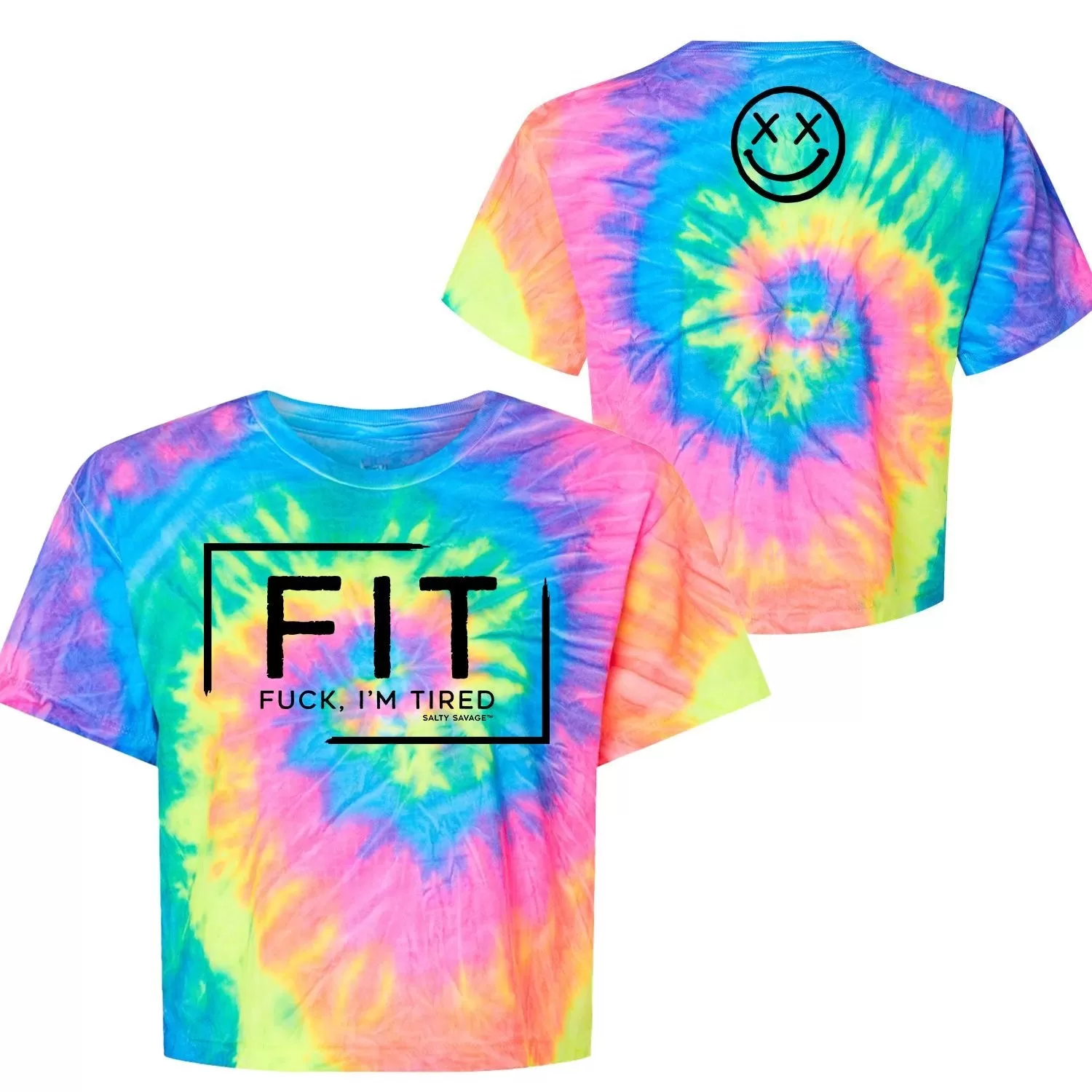 Salty Savage Ladies "FIT" Spiral Tie Dye Crop Tee