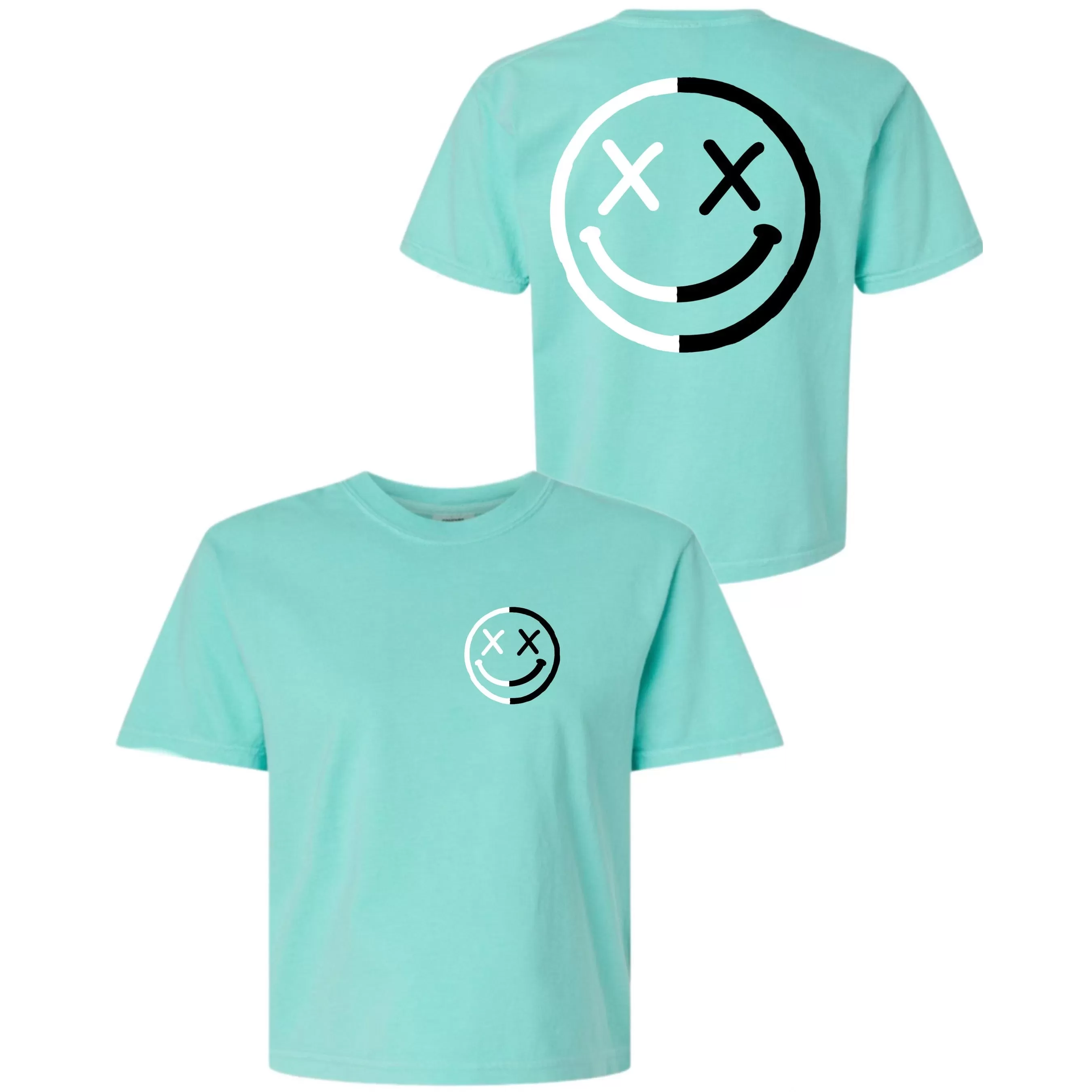 Salty Savage Ladies "OG Smile" Yin Yang Edition Mineral Washed Crop Tee