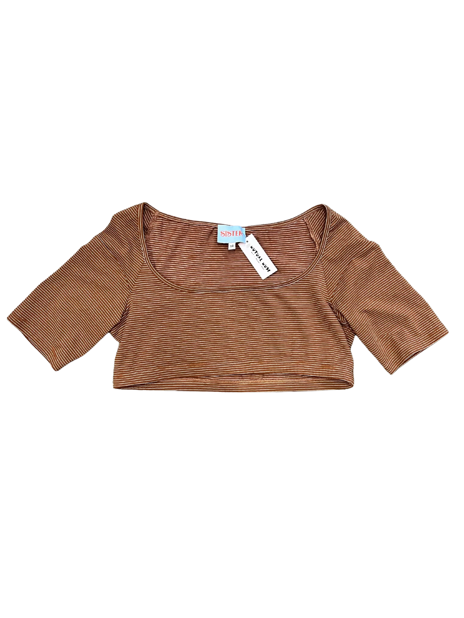 Size 14 - Sister Studios Brown Stripe Crop Top