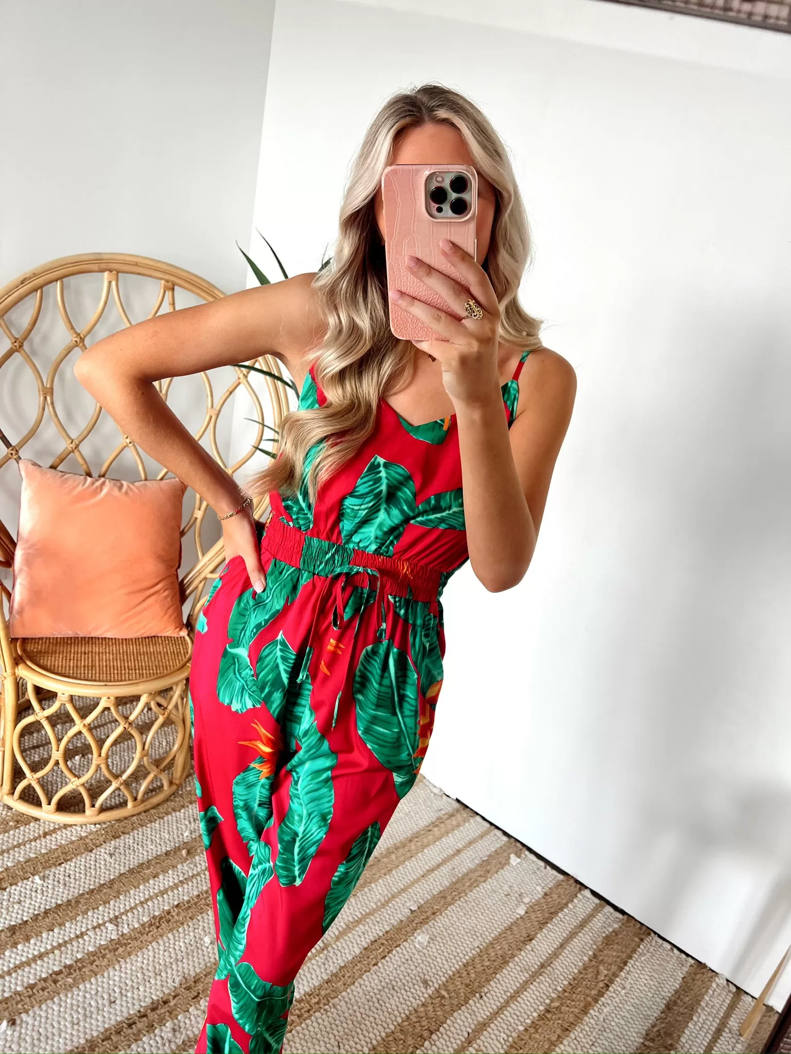 SIZE LARGE TROPIC GLAM PRINTED JUMPSUIT