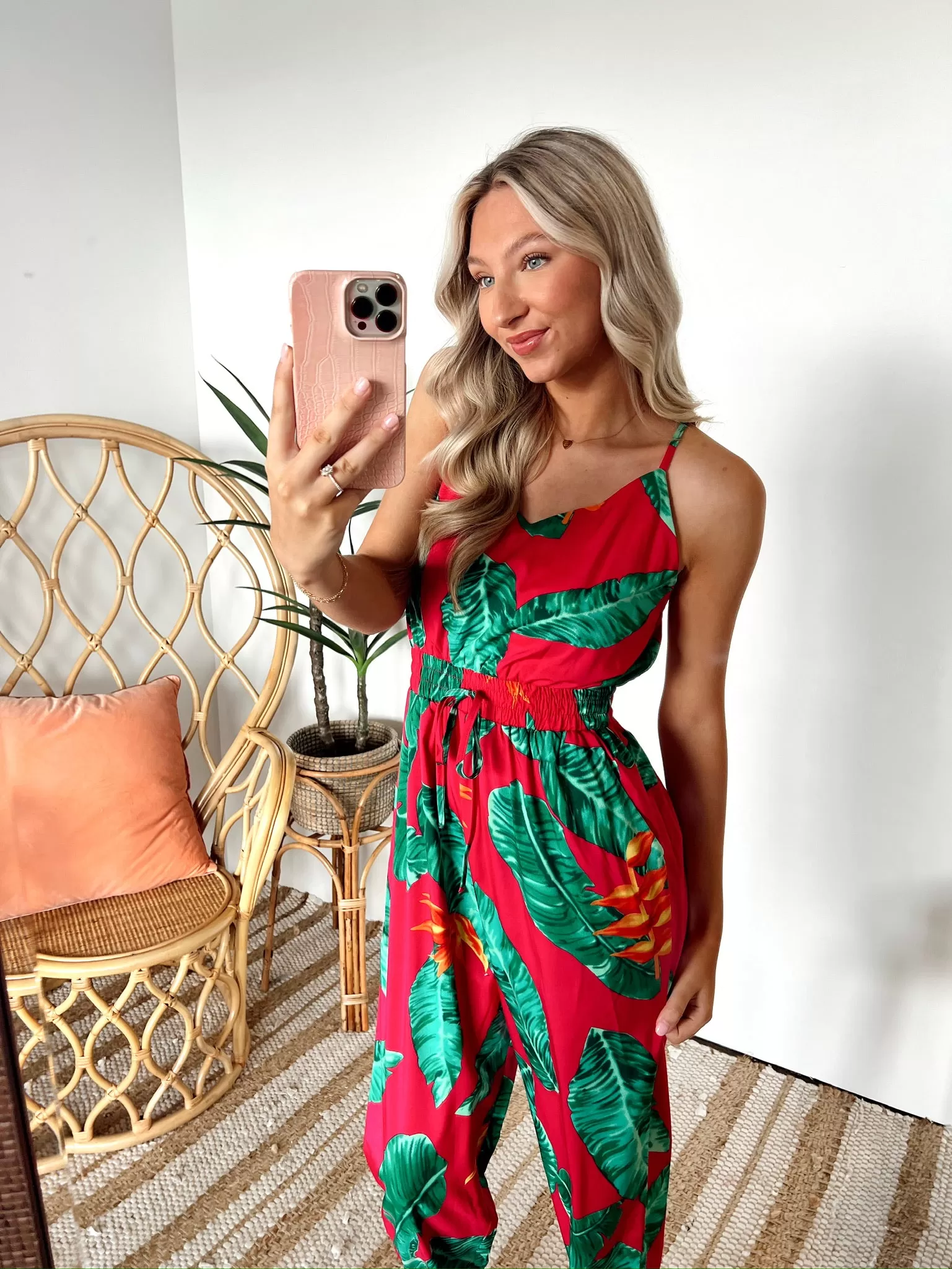 SIZE LARGE TROPIC GLAM PRINTED JUMPSUIT