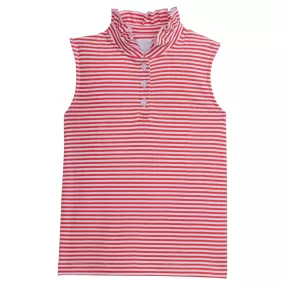 Sleeveless Hastings Polo - Red Stripe