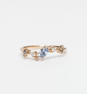 Small Oval Organic Sapphire Crossover Ring