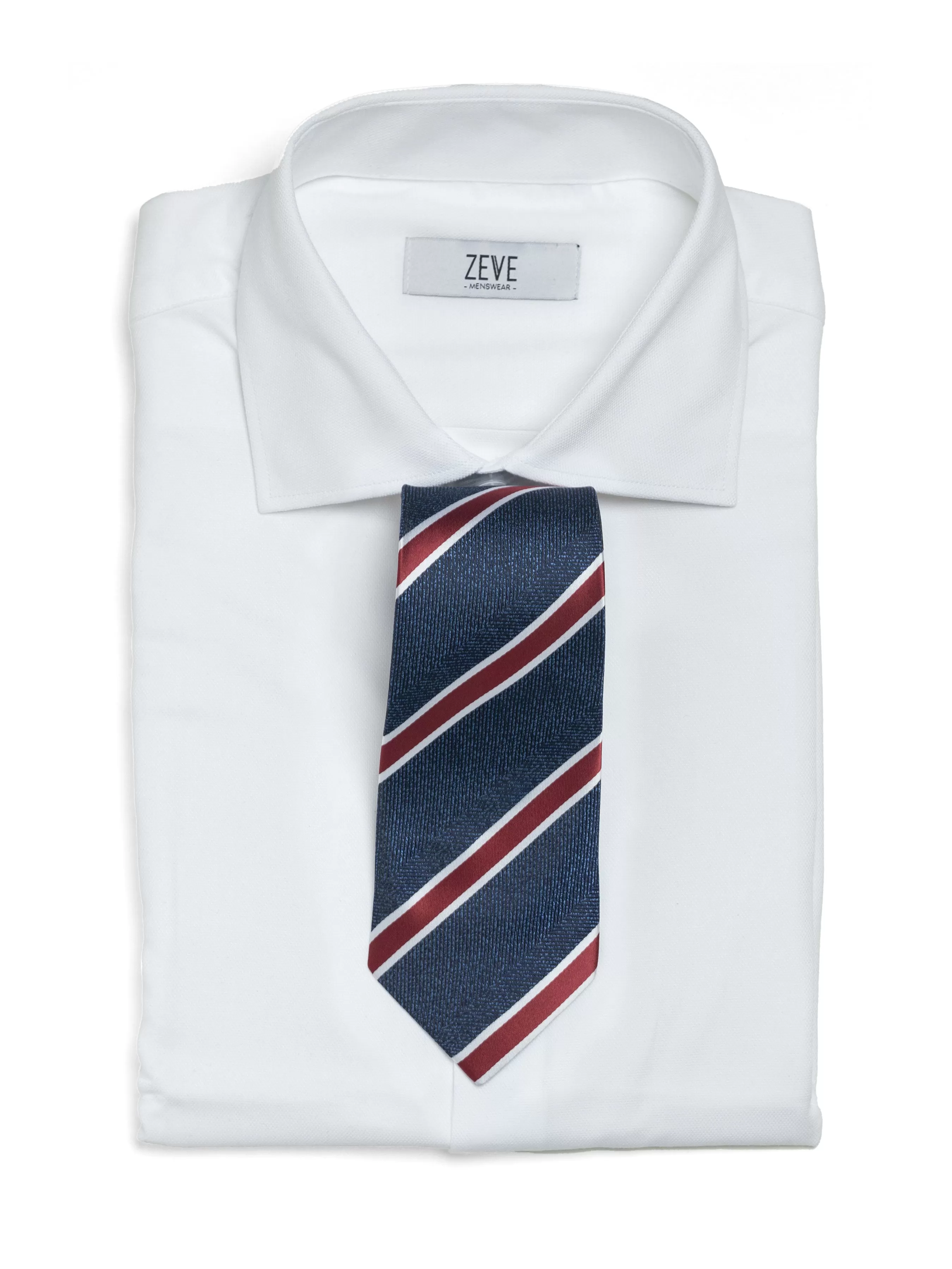 Stripes Tie - Navy Blue with Red Line