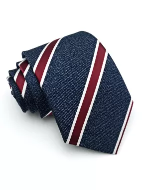 Stripes Tie - Navy Blue with Red Line