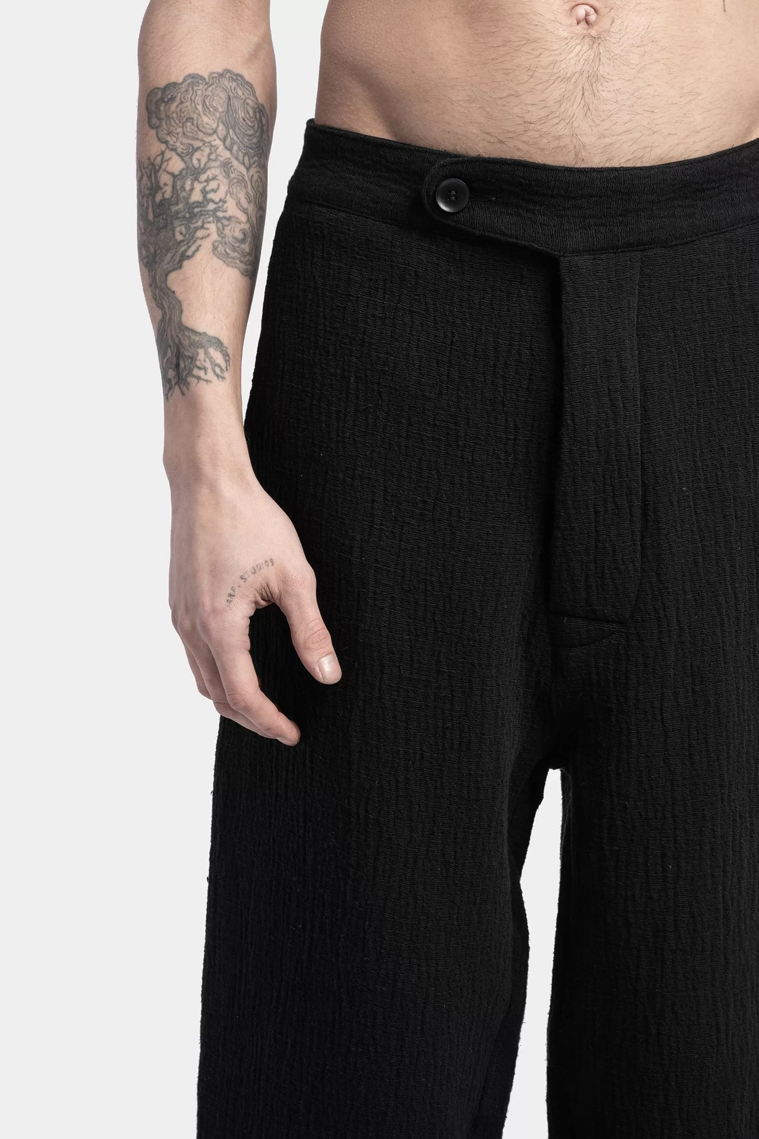 Structured cotton cropped trousers