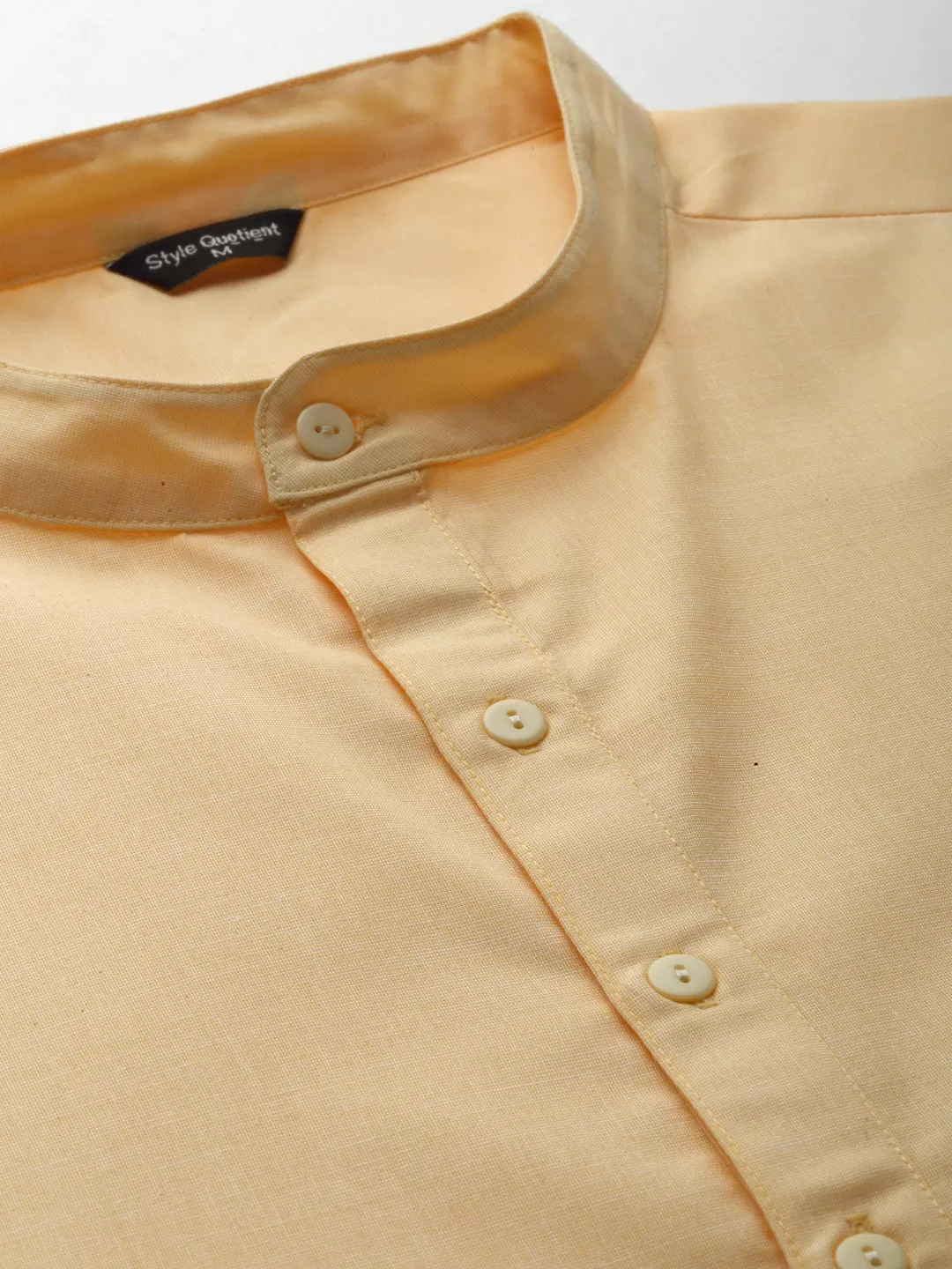 Style Quotient Mens Yellow Solid Kurtas