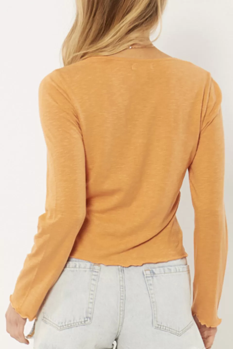 Sullivan Button Front Crop Clay Knit Top