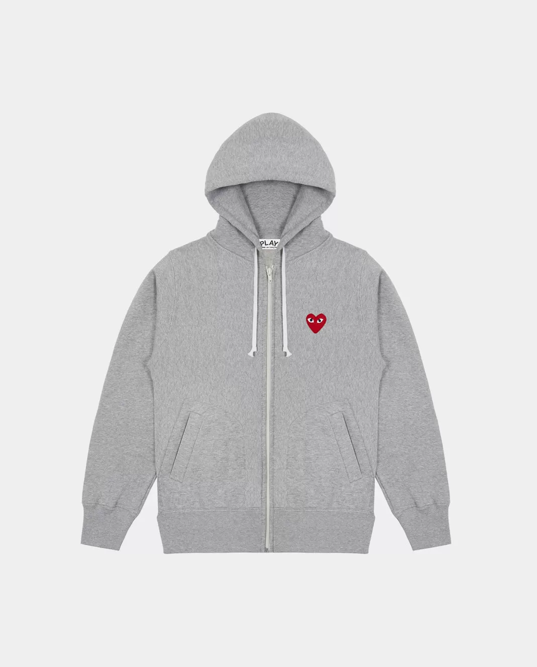 T167 RED HEART ZIP UP HOODIE / GREY