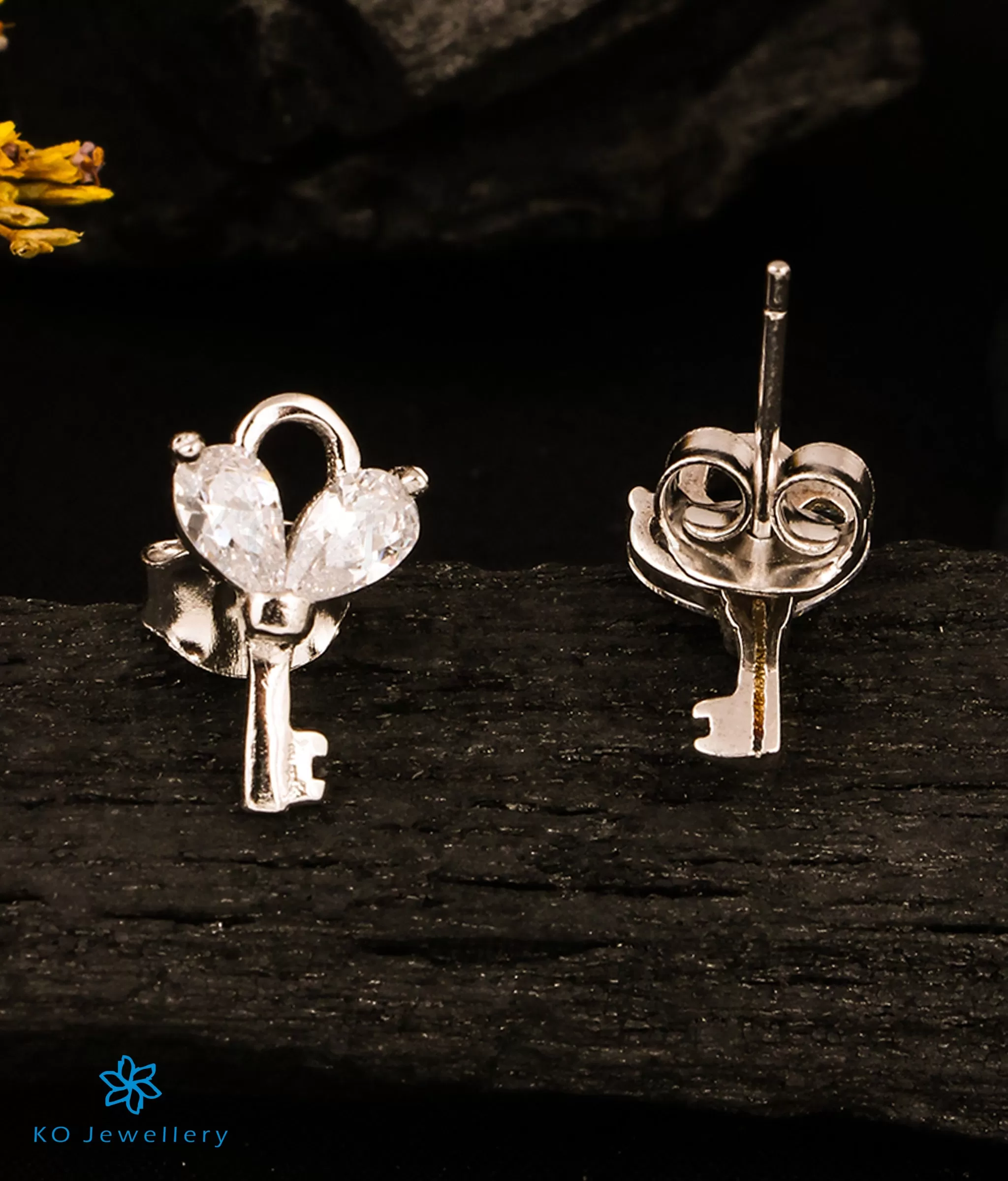 The Key to Love Silver Earrings