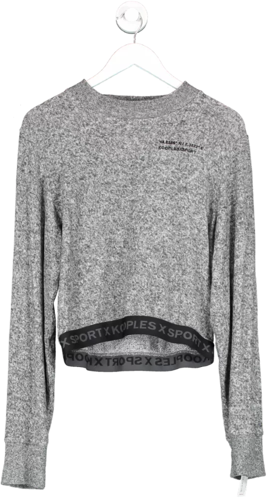 The Kooples Grey X Sport Fleece Long Sleeve Jumper UK 8