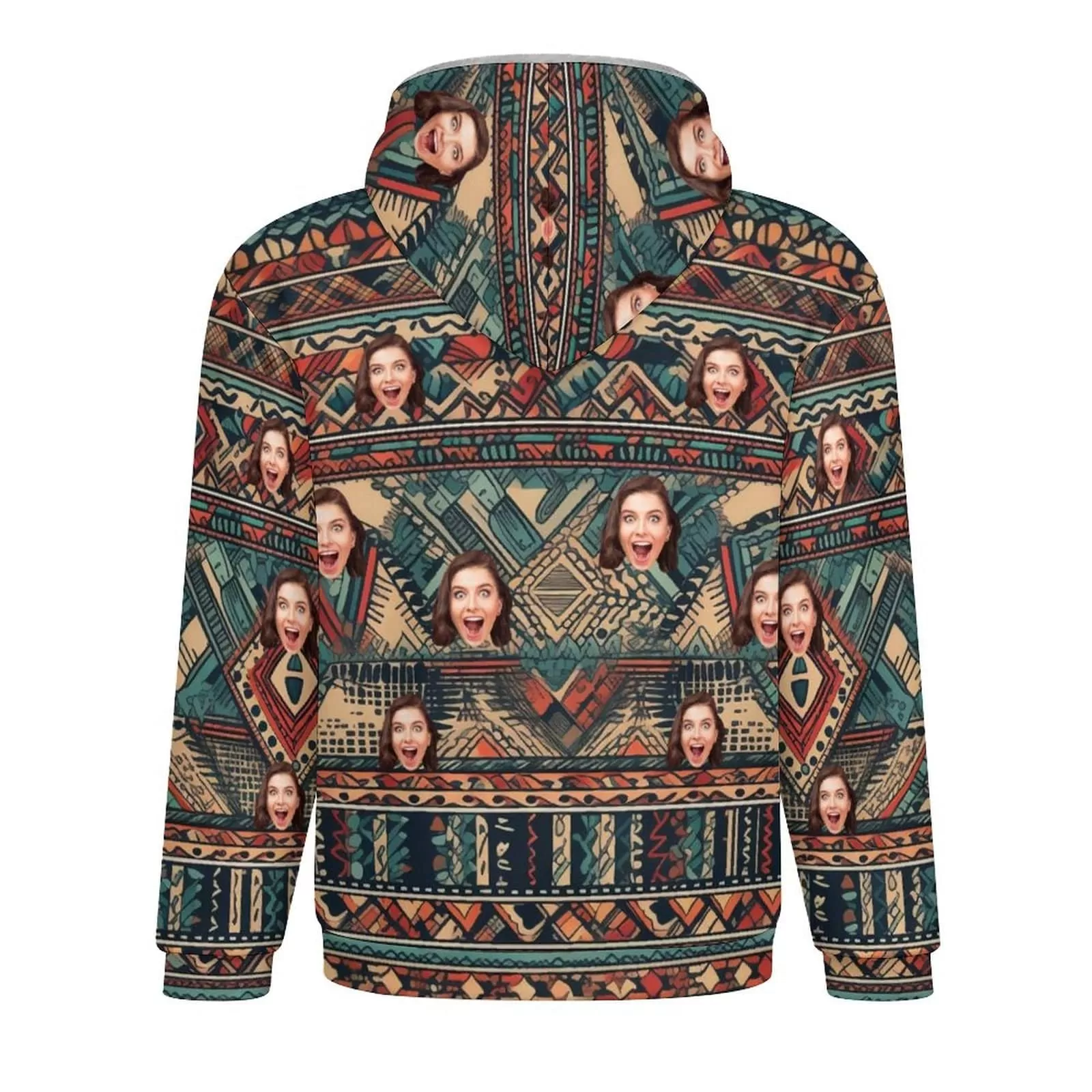 [Thick and Warm]Custom Face Bohemian Style Full Zip Hoodie Double Layer Fleece Thickened Jacket