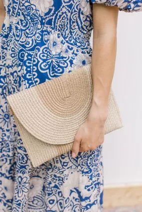 Two Tone Straw Clutch Crossbody