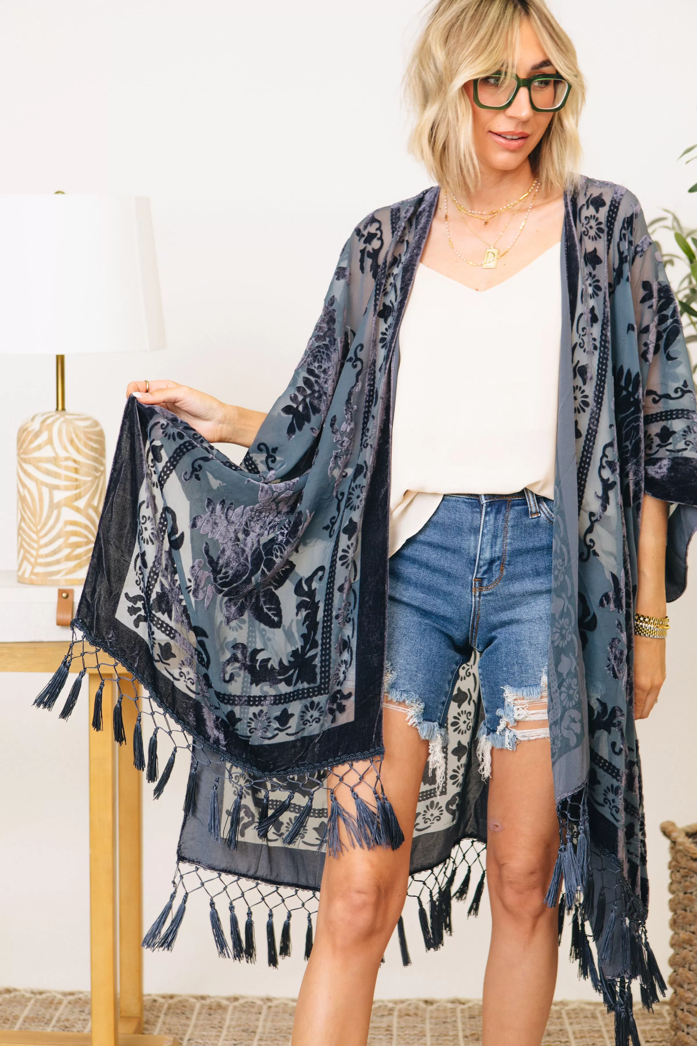 Velvet Burnout Tapestry Kimono (S-3XL)