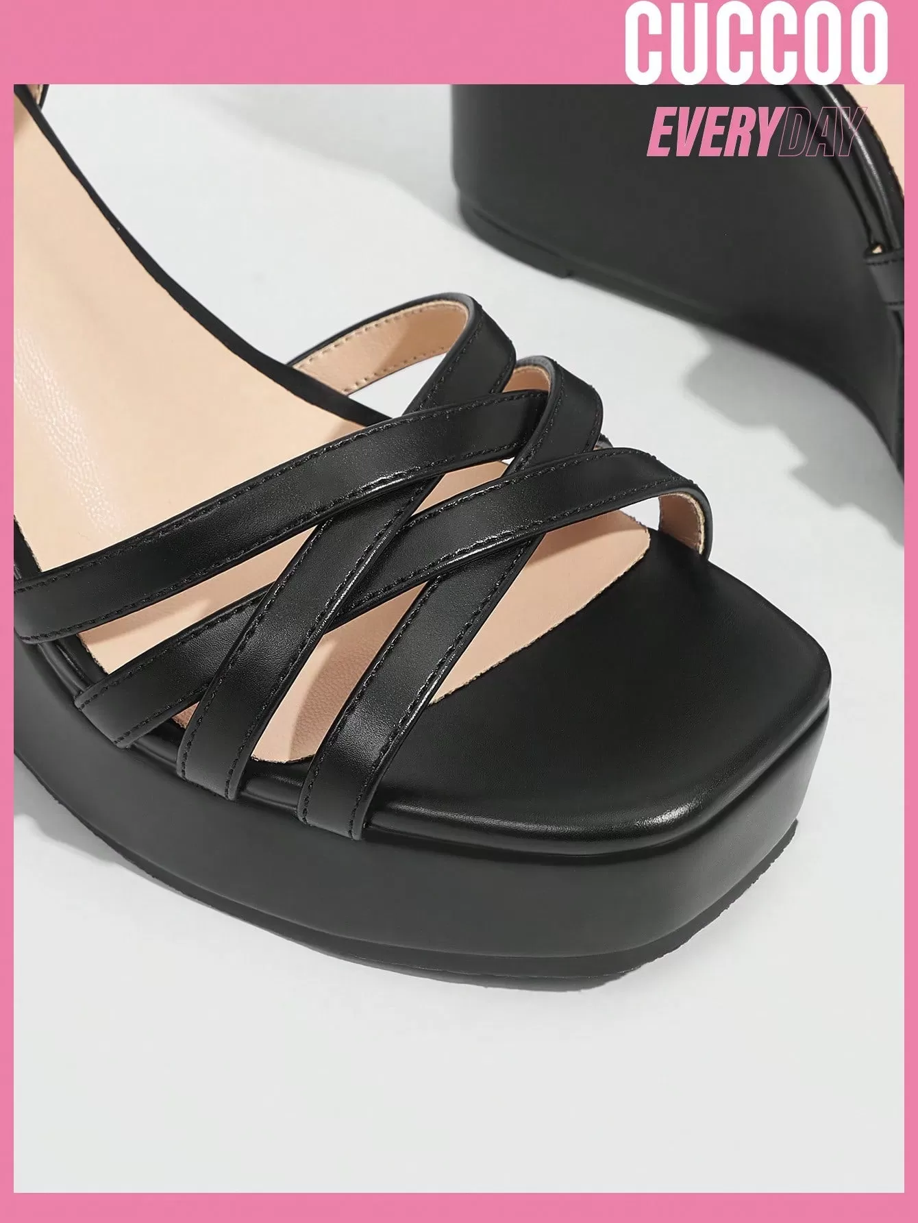 Woman Shoes Fashion Black Strappy Classic Wedge Sandals For Spring And Summer