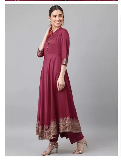 Women Maroon Anarkali Suit Dupatta