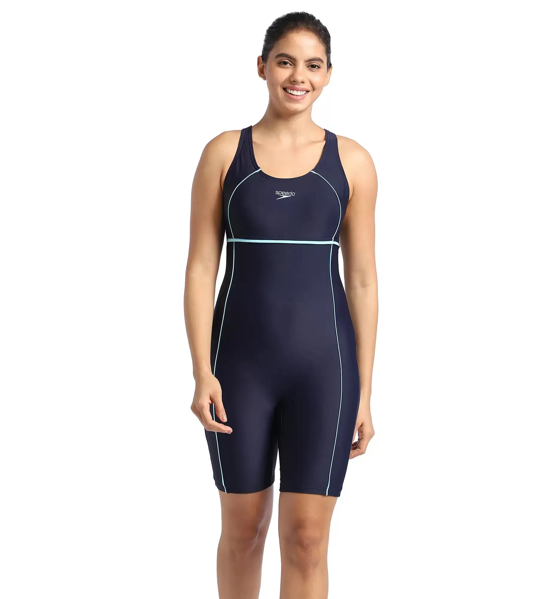 Women's Endurance Classic Racerback Legsuit Swimwear  - Truenavy  &  Marine Blue