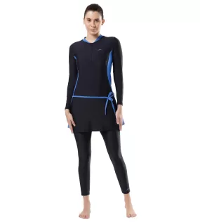 Women's Endurance Two Piece Full Body Suit Swimwear  - True Navy  &  Bondi Blue