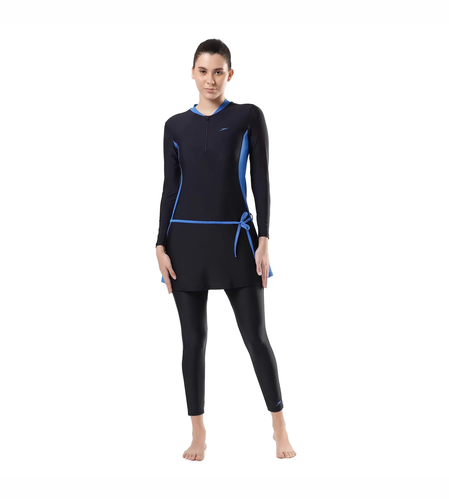 Women's Endurance Two Piece Full Body Suit Swimwear  - True Navy  &  Bondi Blue