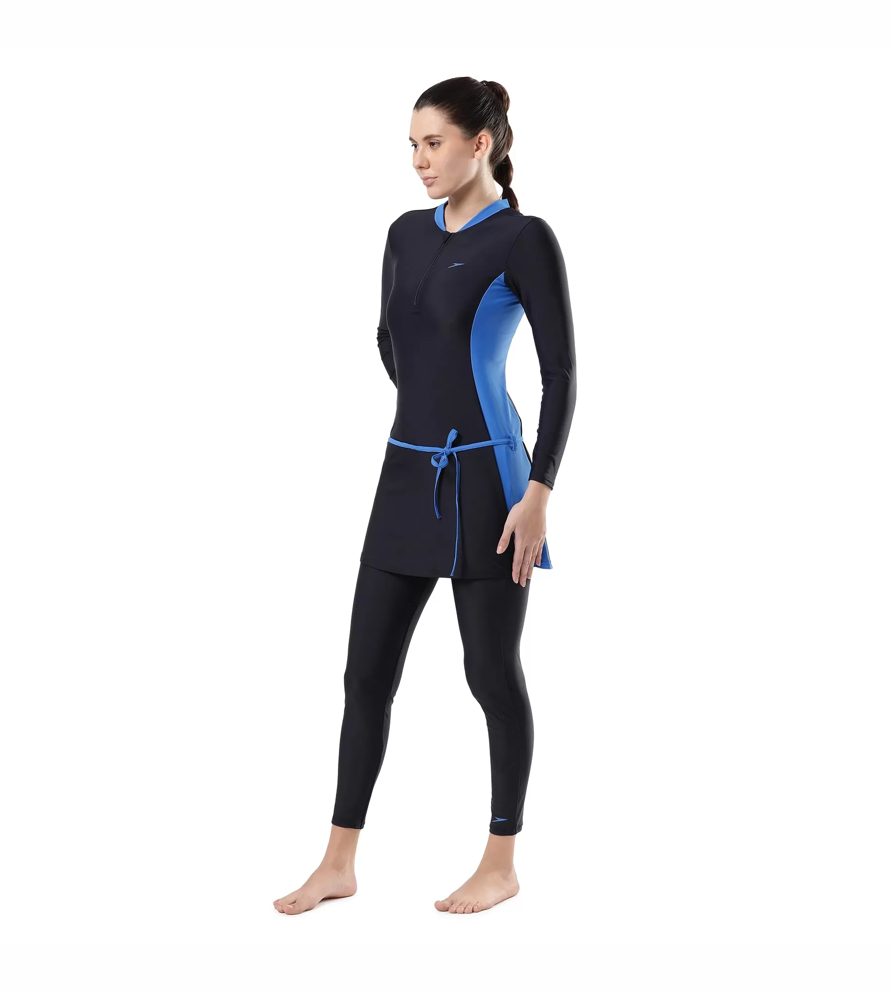 Women's Endurance Two Piece Full Body Suit Swimwear  - True Navy  &  Bondi Blue