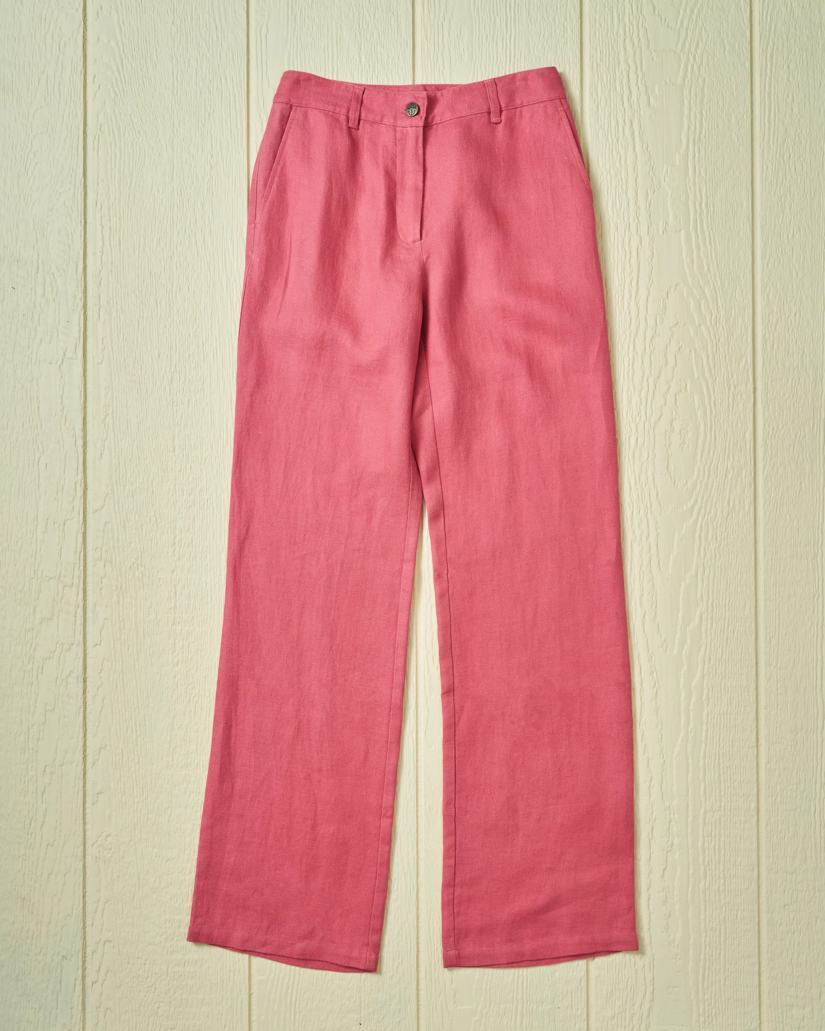 Women's Relaxed Linen Pant in Raspberry