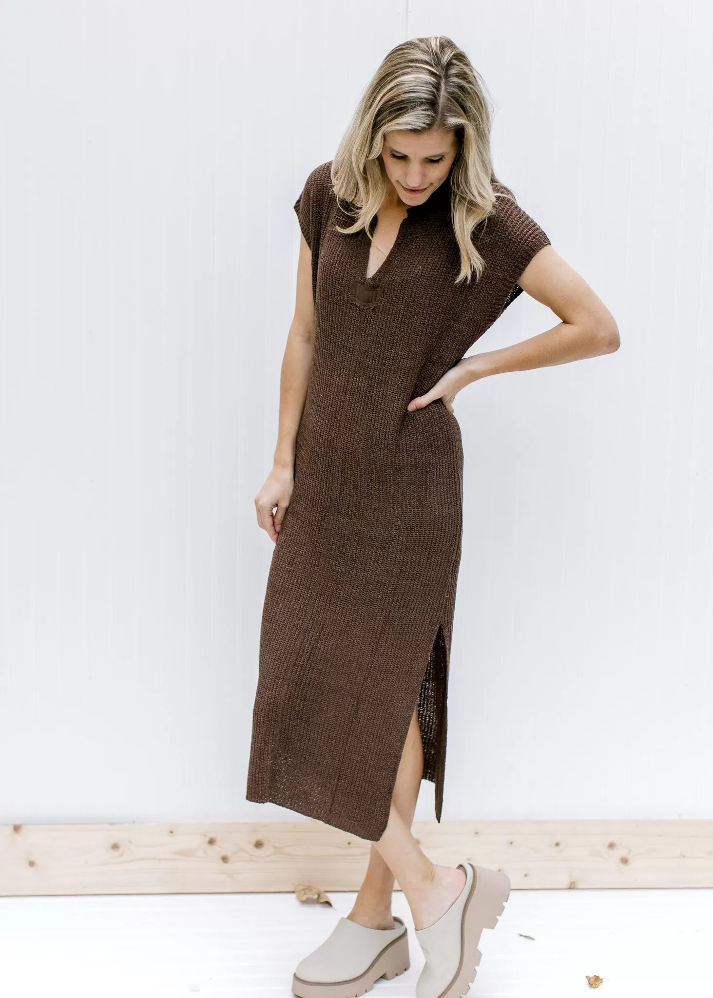 X Brown Layer Me Sweater Dress