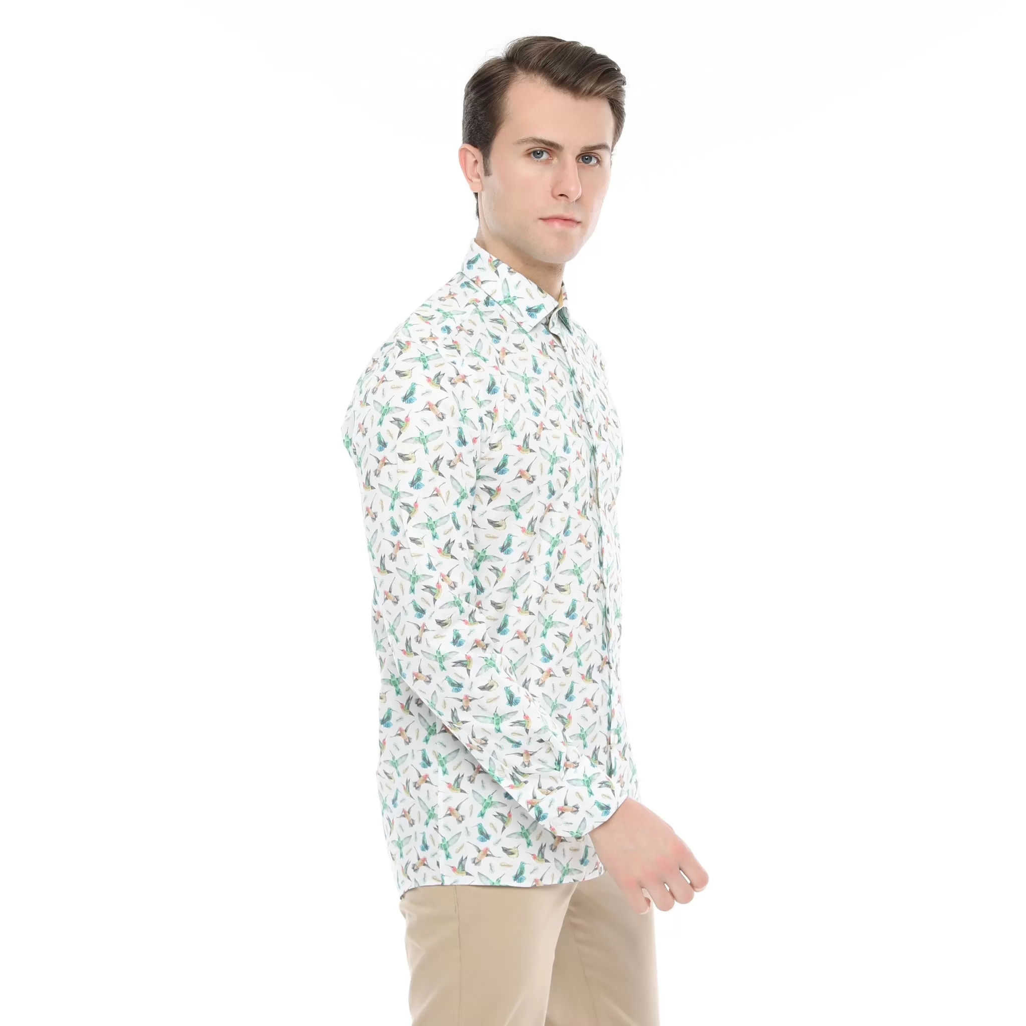 Xact Men's Hummingbird Print Long Sleeved Shirt, Regular Fit